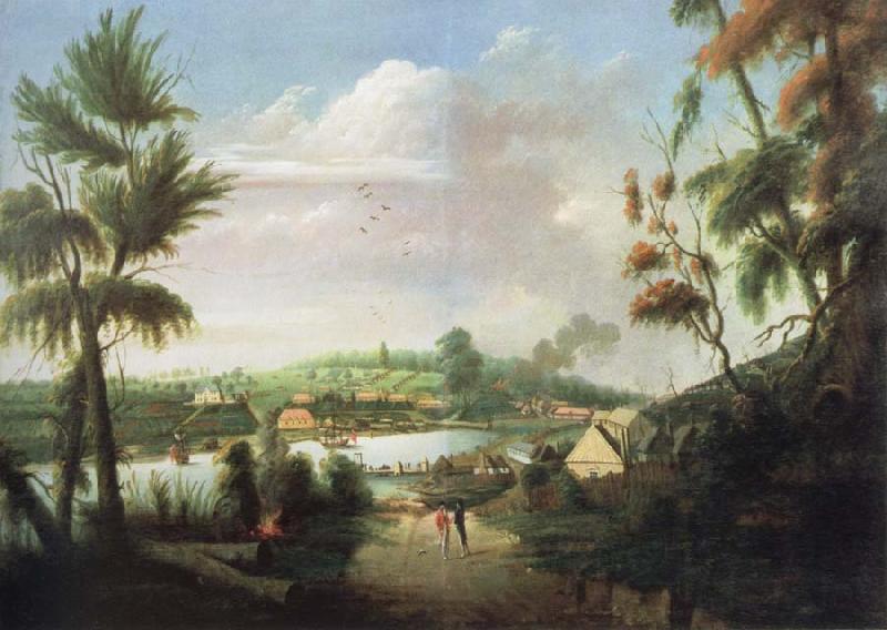 Woolner, Thomas a direct north general view of sydney cove oil painting image